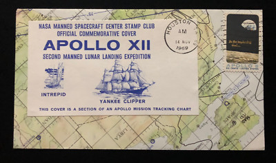 APOLLO XII APOLLO 12 SPACE COVER MADE IN PART FROM ORIGINAL TRACKING CHART