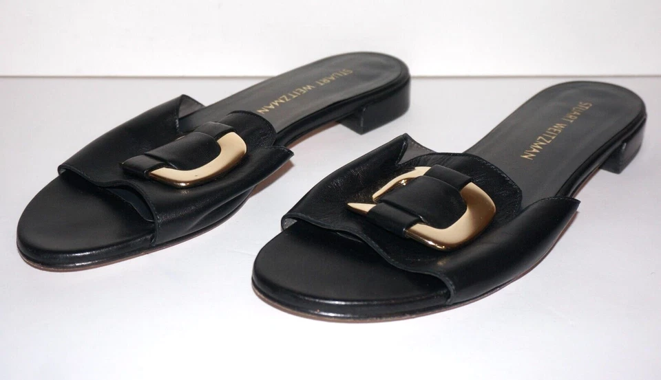 STUART WEITZMAN Black Leather Open Toe Mules EUR 39.5 - Image 3 of 4