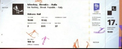 1994 Olympics Hockey Ticket: Slovak Republic vs Italy