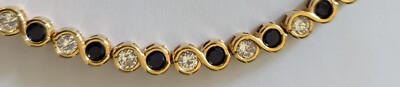 Sterling Silver Lab Sapphire CZ Bracelet Bezel Set Presidium Test Gem 7 Vermeil