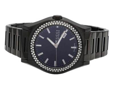 Mens Gucci 115 Pantheon Black PVD S.Steel 44MM Diamond Watch