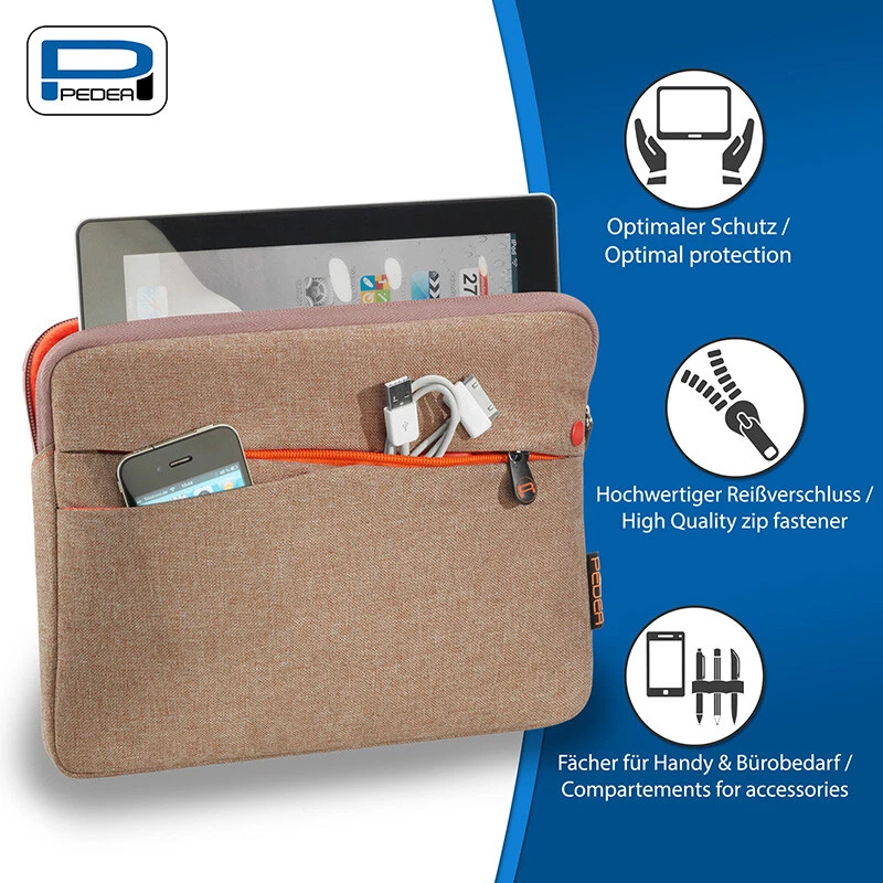 PEDEA Tablet Tasche 9, 10 - 11 Zoll Hülle Case Sleeve mit Zubehörfach, beige - Bild 2 von 4