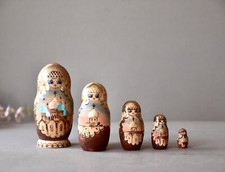Vintage Soviet Matryoshka Wooden USSR Figurine Matryoshka Soviet Toys