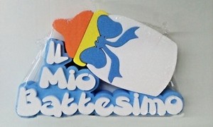 Il Mio Battesimo Biberon Celeste Polistirolo Scritta Glitter L36cm X 4cm Ebay