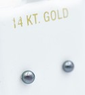 GENUINE TAHITIAN PEARLS STUD EARRINGS 14K YELLOW GOLD - 4 mm - Made in USA - NWT — photo 4