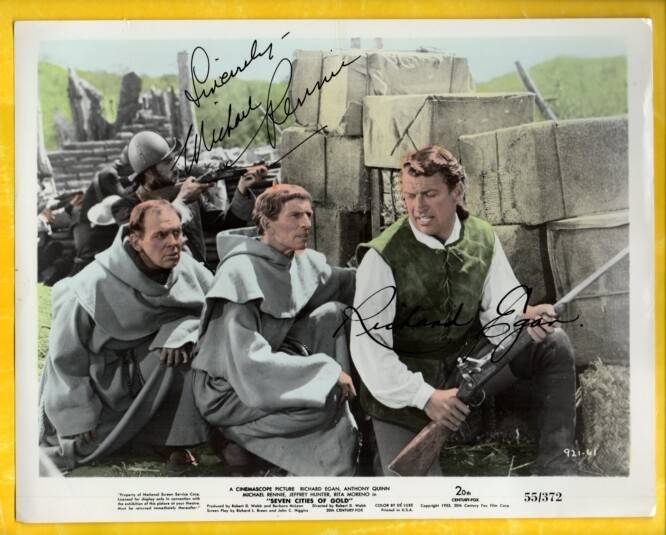 Michael Rennie Signed E-RICHARD EGAN /MICHAEL RENNIE Autographed Photo from Seven Cities of ...