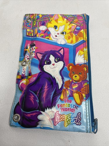 Lisa Frank Vintage Pencil Pals Case Bag 3 Ring Pouch Playtime Kitten Cat 90s - Picture 4 of 13