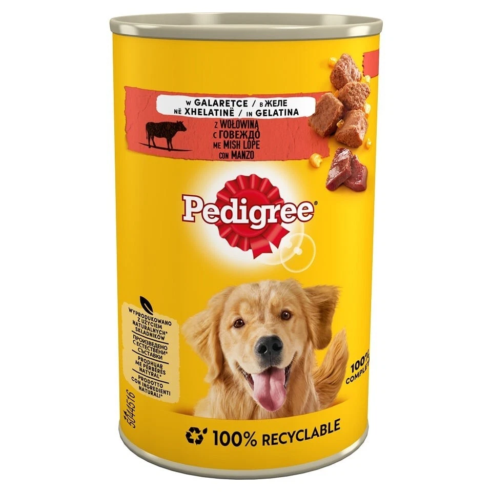 24x400g PEDIGREE Nassfutter mit Rind in Gelee für adulte Hunde gesunde Verdauung - Bild 2 von 2