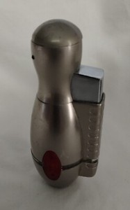 Vintage Bowling Pin Cigarette Lighter Not Tested Silver Blue Green Red 3"