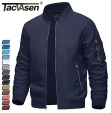 Men's Lightweight Bomber Jacket Causal Spring Fall Windbreaker Full Zip Outwear