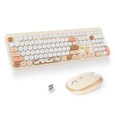 Wireless Typewriter Keyboard and Mouse Combo Retro 104 Key Full Size Office S...