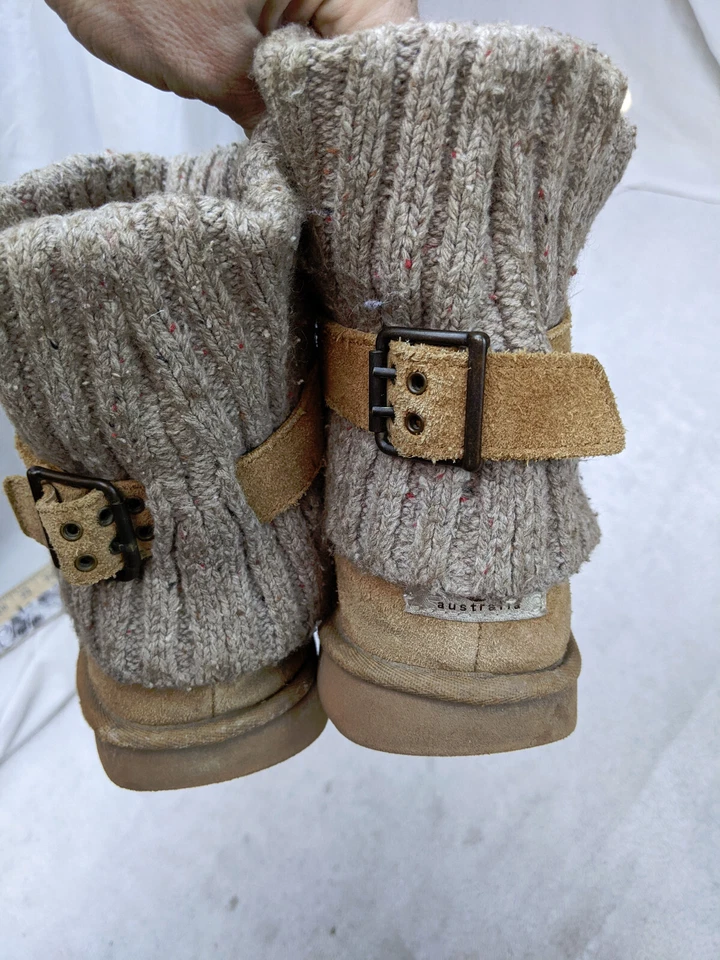 Botas Ugg Cambridge Tejidas Plegables para Mujer 6 36 Beige Gamuza Tejido con Cable Hebilla de Cinturón Foto 4 de 4