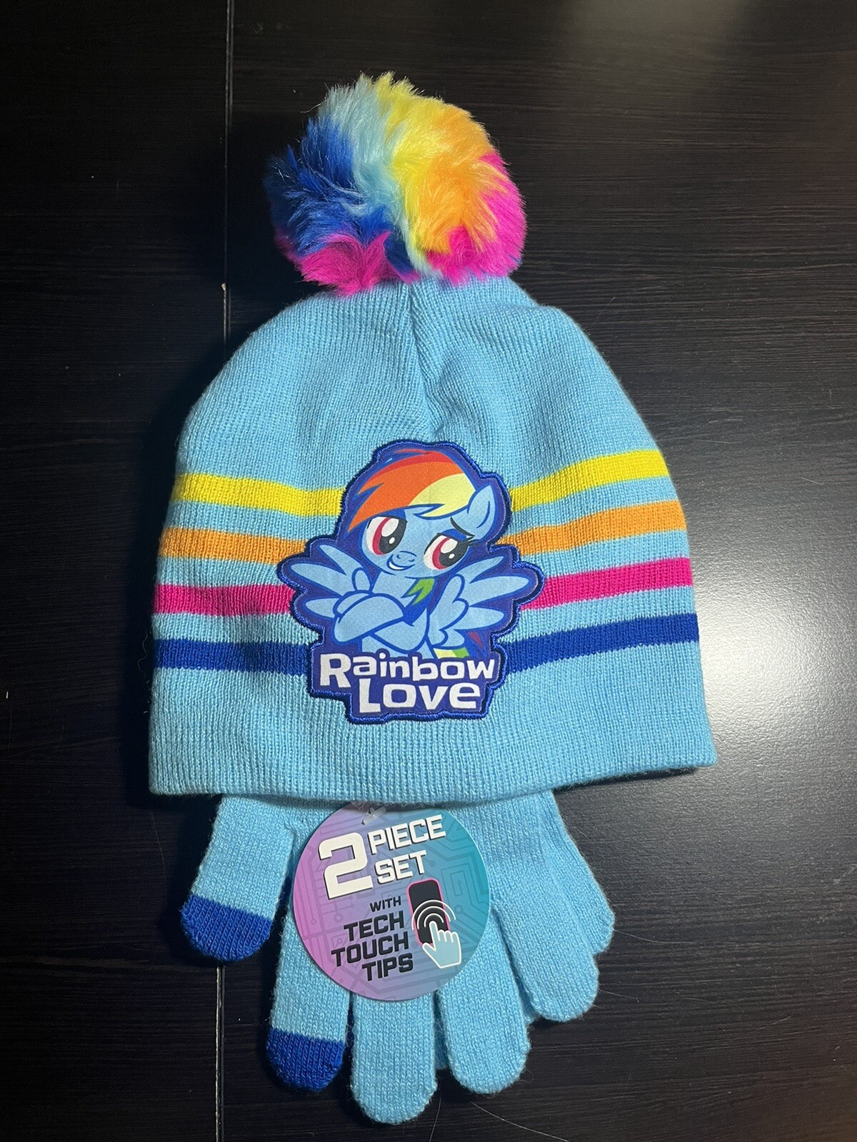 Nuovo set cappello e guanti invernali Rainbow Dash Tech touch Tips My Little Pony