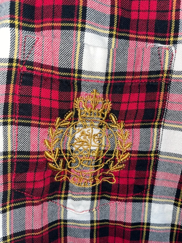 Chaps Women's M 2 Pc Flannel Pajama Set 100% Cotton Red Plaid Long sleeve button - Image 2 of 4