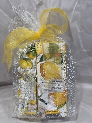NEW MICHEL Lemon Basil Hand & Body Lotion 8 OZ Pump & Hand Cream Shea Gift Set