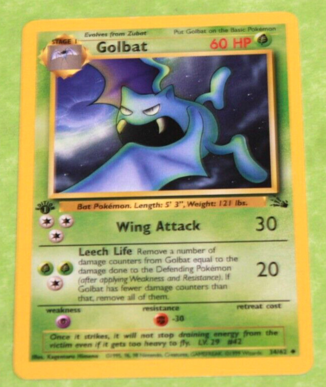 Vintage Pokemon Card First Edition Golbat 34/62