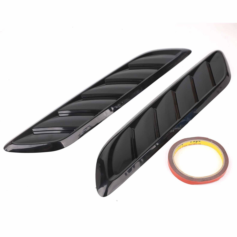 Glossy Black Front Car Hood Side Air Flow Vent Hole Cover Scoop Decor