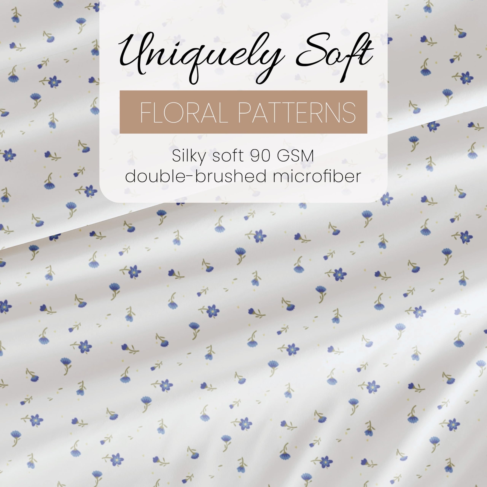 4 Piece Queen Sheet Set Light Blue Floral - Sleep Ever with These Ultra-Soft ...