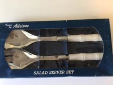 new but vintage salad server set "Designs by Adriene" Frottier Forged
