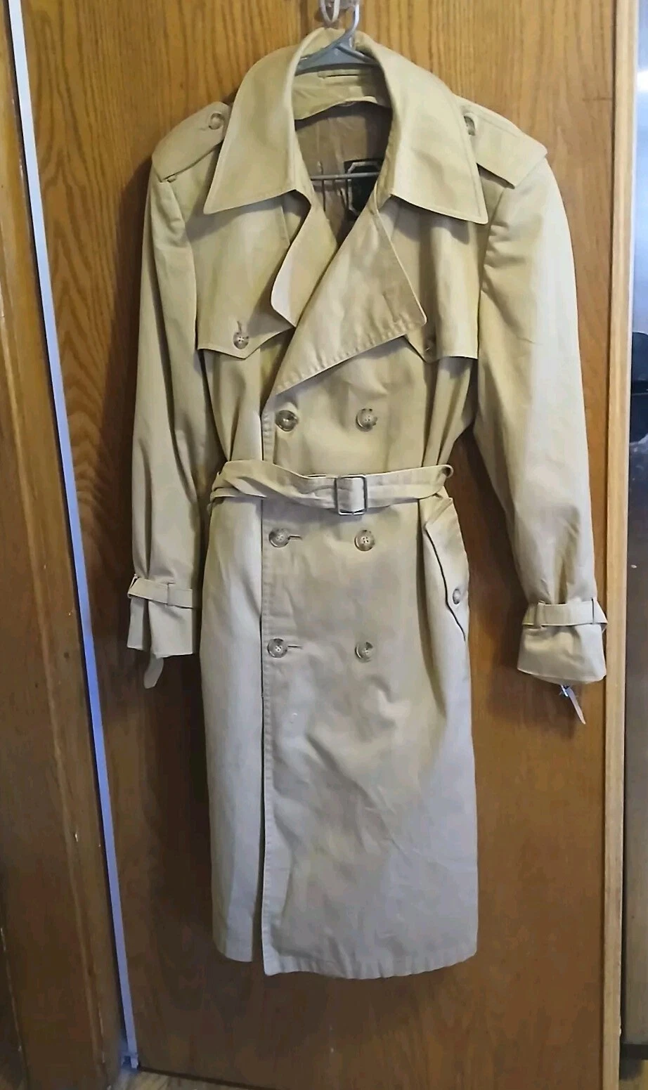 42 R Vintage Christian Dior Homme Trench Pluie Manteau Double Poitrine Kaki Printemps