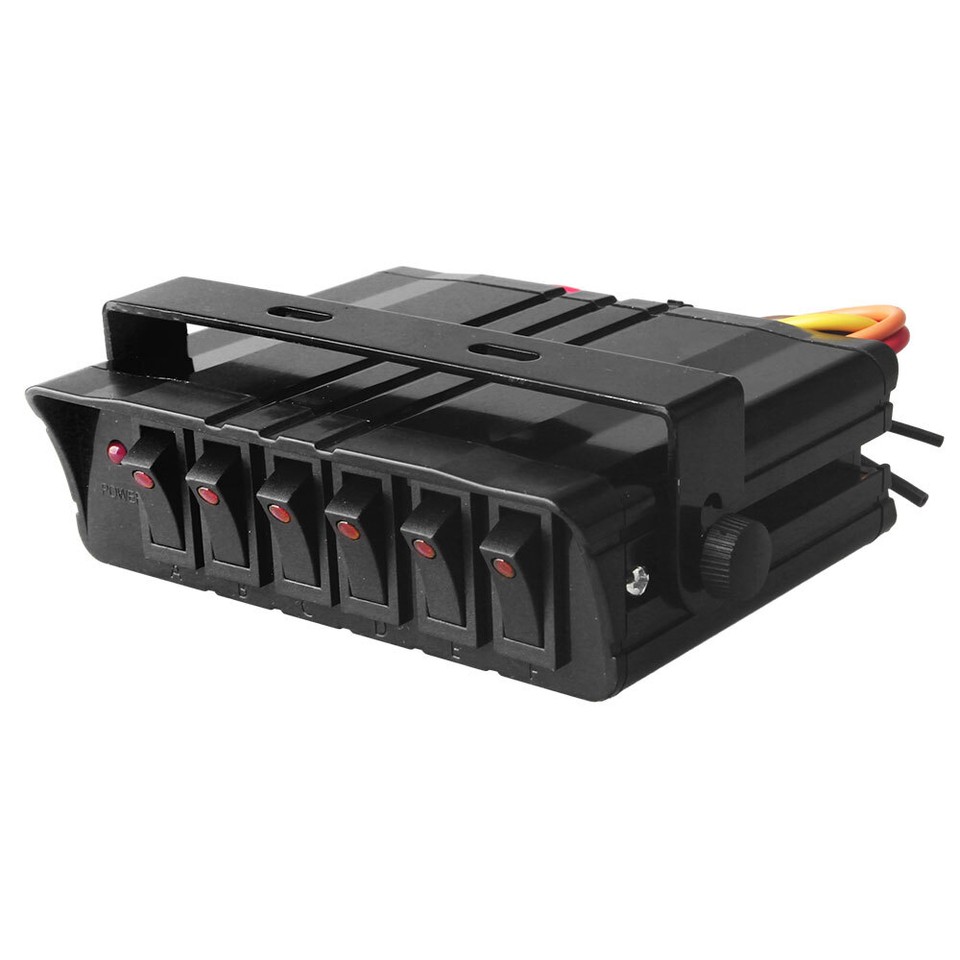 80A Rocker Switch Box Emergency Strobe Light 12V 6-Gang Toggle ...