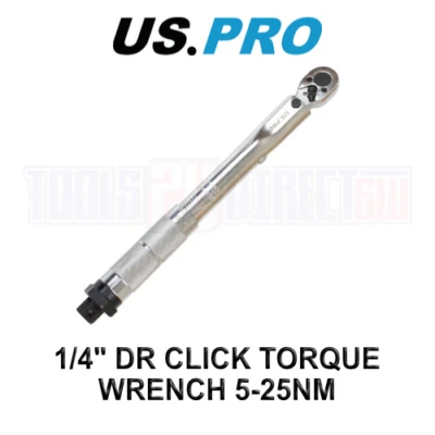 US PRO Tools 1/4" Drive Click Torque Wrench 5 - 25Nm 6795 - Image 1 of 3