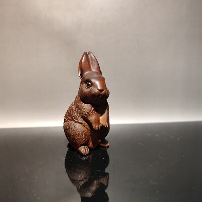 Fine wooden statue and figurines rabbit sculpture wood carving