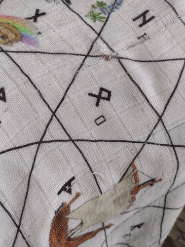 Swaddle Blanket Viking Themed Fabric Gauzey Norse Baby Mythology Print With Flaw - Picture 15 of 15