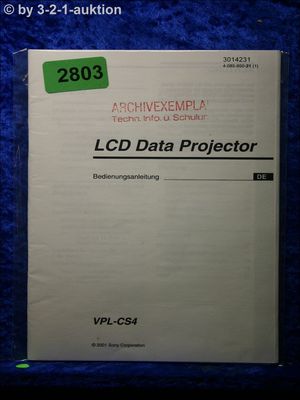 Sony Bedienungsanleitung VPL CS4 LCD Data Projector (#2803)