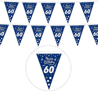 Stoff Girlande 60 Geburtstag MäNner Deko Blau,Deko 60 Geburtstag Mann Frau,60 Ge