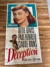 Original 1946 DECEPTION Movie Poster 3-Sheet 41x81 Bette Davis Claude Rains Noir
