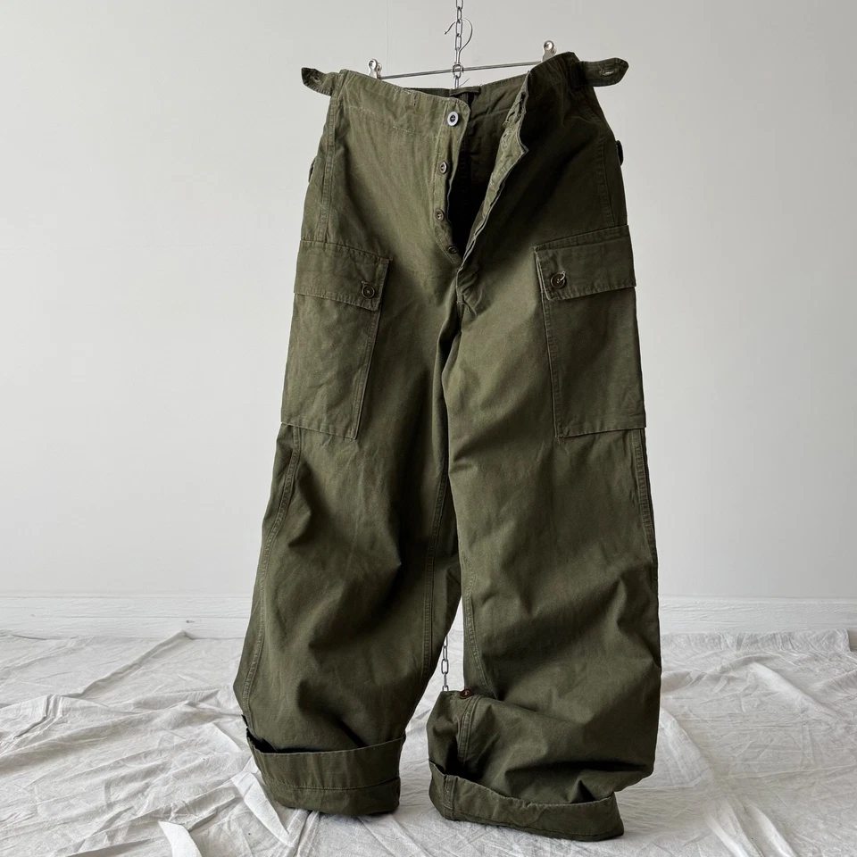 50s Vintage Military 1959 Dated Dutch Army Wide Leg Cargo Pants - Image 4 of 4