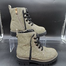 Kurt Geiger London Girls Mini Burlington Lug Boot Gold Rhinestone size 3M EU 34