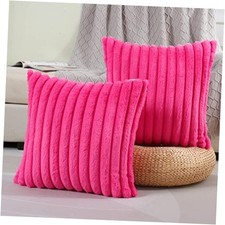 Striped Decorative Throw Pillow Covers 20x20 20" x 20" Pack of 2 Hot Pink