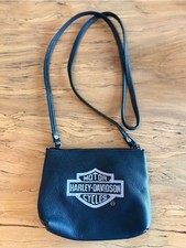 Vintage Harley Davidson Genuine Black Leather Crossbody Bag Made in USA