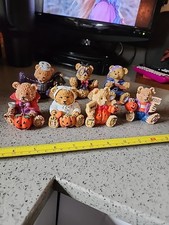 90's Early 00's Lot of 7 Resin Halloween bears nostalgic Bat Skeleton Ghost