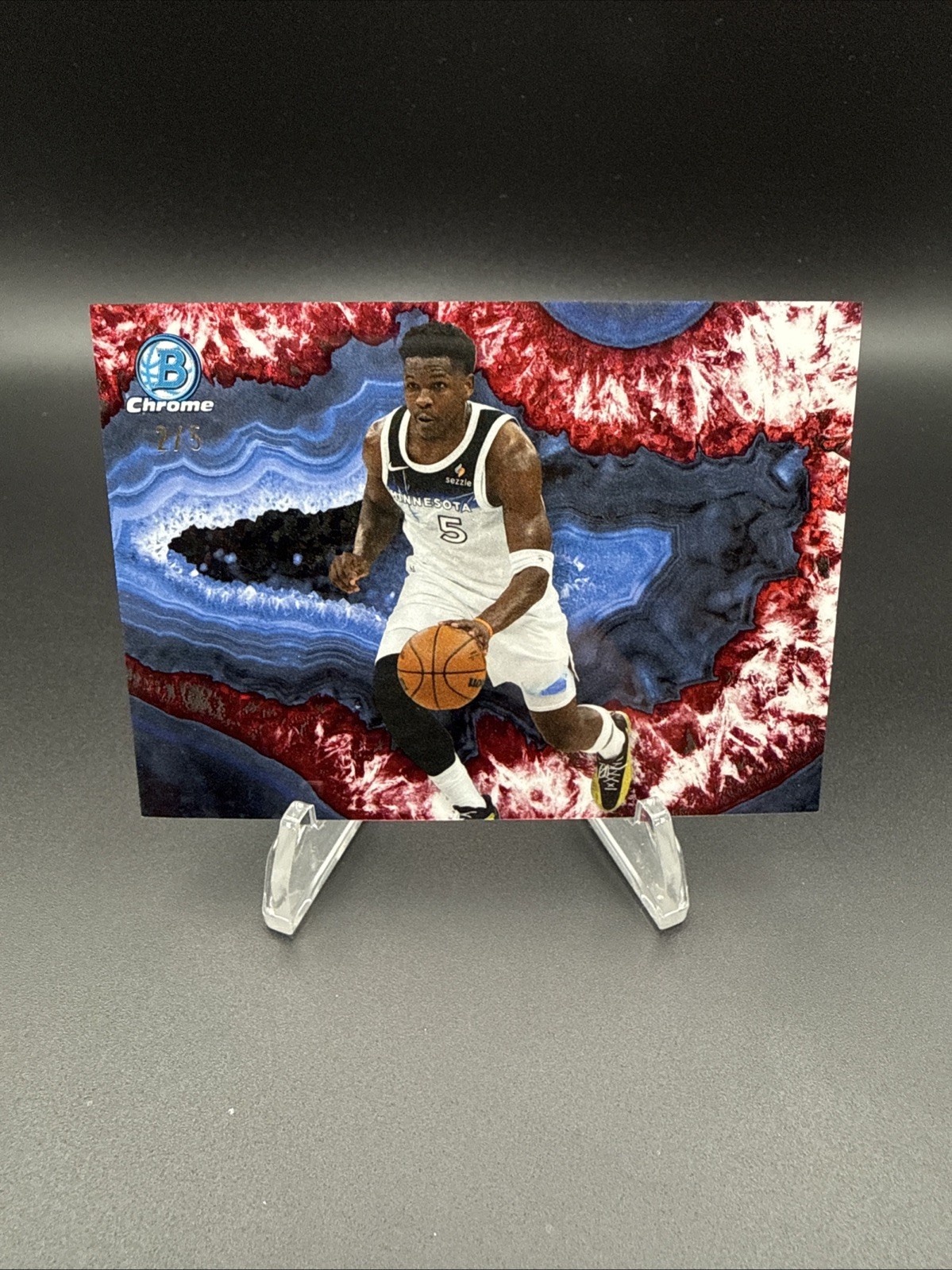 2025-26 Bowman Chrome Anthony Edwards Red Crystalized #/5 SSP Case Hit TWolves