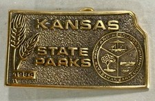 Vintage 1984 Kansas State Parks  Resources Authority 747/1000 Brass Belt Buckle