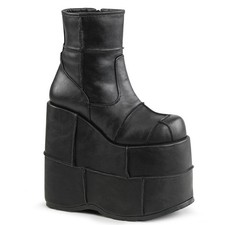 Pleaser Demonia 7" Platform Ankle Boot Side Zip Black Vegan Leather Stack 201