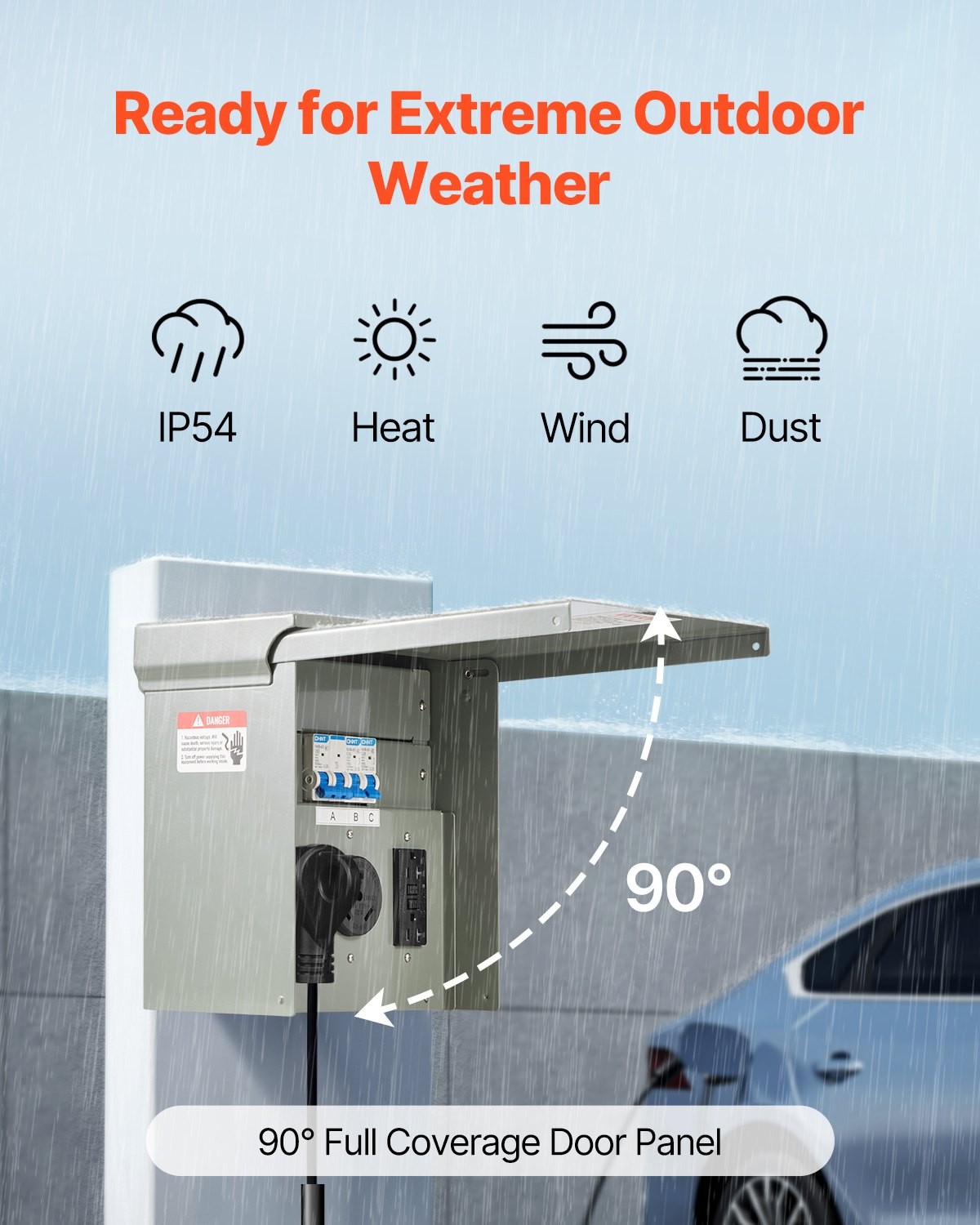 VEVOR Temporary Power Outlet Panel,20 30 50 Amp,RV EV Electrical Outlet Panel,w/