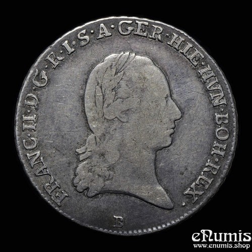 AUSTRIA, Francisco II, 1/4 Taler 1793 B, Kremnitz, VF/VF-XF - Imagen 2 de 6