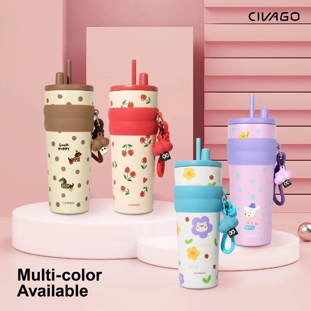 CIVAGO 26oz Ceramic liner Stainless Steel Coffee Mug in four different designs