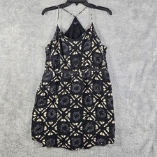 Madewell 100% Silk Batik Print Halter Dress Black Cream Floral E9958 Size 14