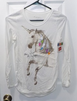   NEW NWT GLITTER UNICORN BE TRUE BE UNIQUE LONG SLEEVE TOP SHIRT SIZE L