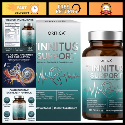 Tinnitus Relief Supplement for Ringing Ears - 120 Capsules for Ear Health