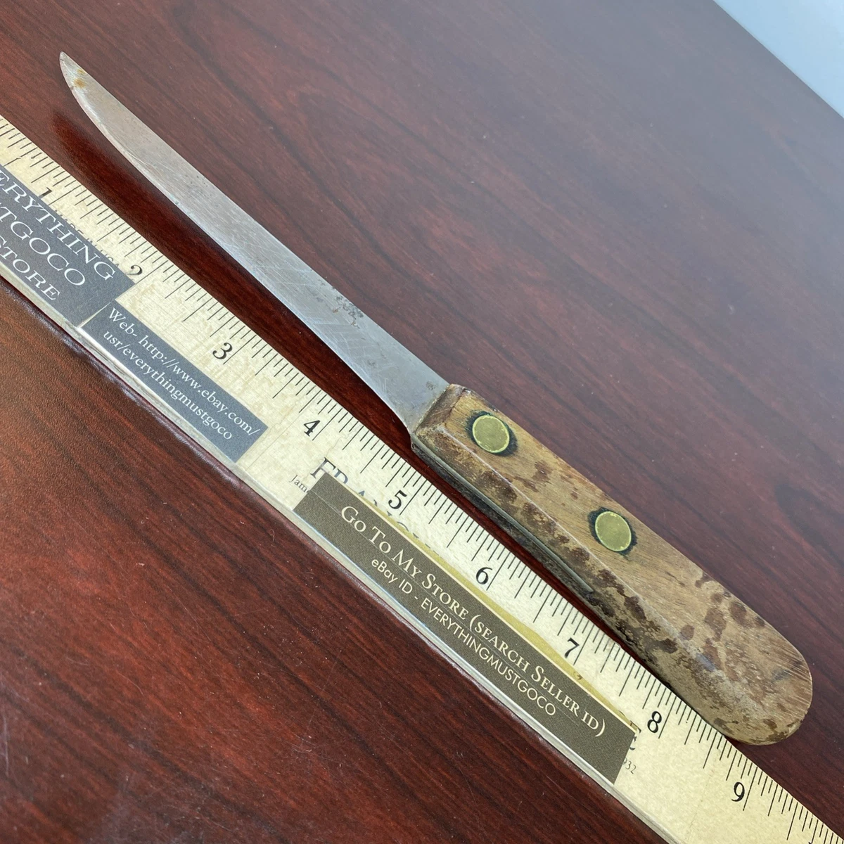 Wood Handle Half Collectible Vintage Factory Manufactured Fixed