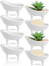 8 Pcs Mini Ceramic Bathtub Planter Pot 5.6" Succulent Soap Dish