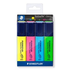STAEDTLER 364 WP4 Textsurfer Classic Highlighter - Assorted Colours Pack of 4 