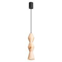 HäNgelampe Holz Schwarz Natur Rund Esstisch GU10 Ø10 Cm Pendelleuchte Esszimmer
