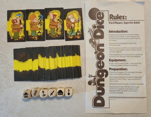 DUNGEON DADI gioco da tavolo vintage 1977 Parker Brothers completo di scatola buono - Foto 6 di 6
